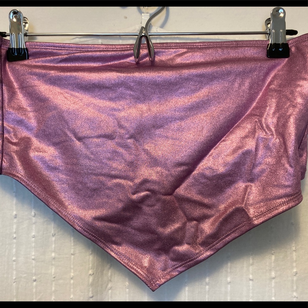 Beth Richards Handkerchief Bandeau Bikini Top metallic pink